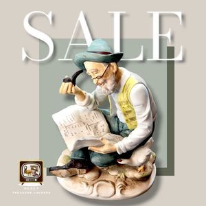 VTG LEFTON CHINA OLD FARMER with PIPE 2436 READING PAPER FIGURINE Made in Japan